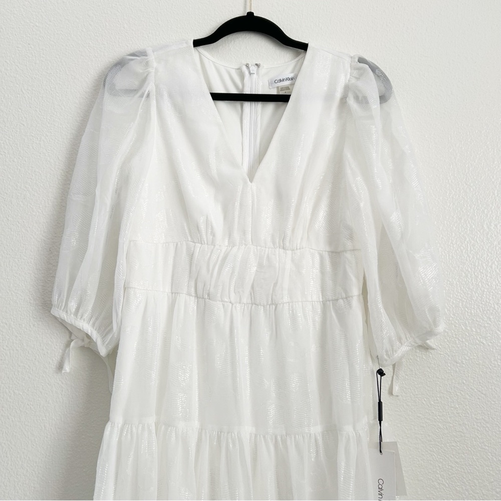 New Calvin Klein White Tiered Dress | Size 6 - Picture 2 of 8